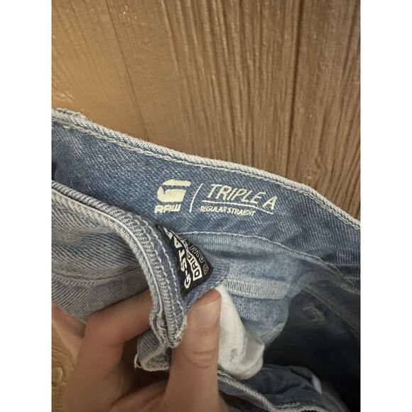 G-STAR‎ Triple A Regular Straight Leg Jeans Men's W32/L32 Button Fly Light Wash - Picture 6 of 6